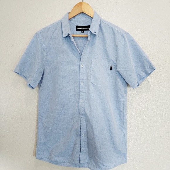 🔴3/$20 Molokai Blue Short Sleeve Button Down Size M - Picture 1 of 10